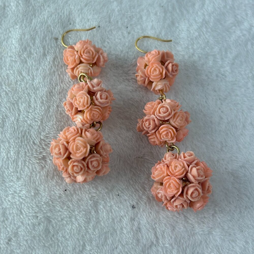 BAUBLEBAR Gold-Tone PINK Floral CRISPIN Ball Drop EARRINGS NWOT